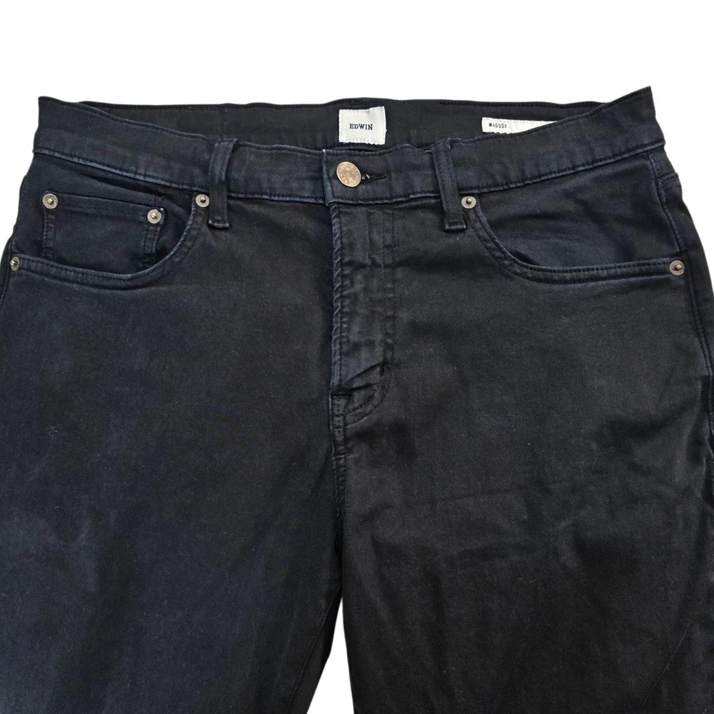 Edwin Maddox Jeans Mens 31 Black Cotton Blend Slim Fit Faded Wash Modern Casual